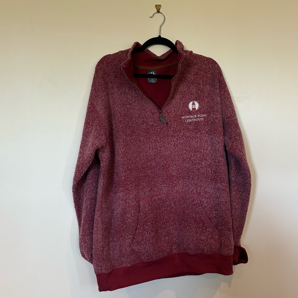 Maroon Quarter-Zip Pullover - Montauk vintage style sweatshirt